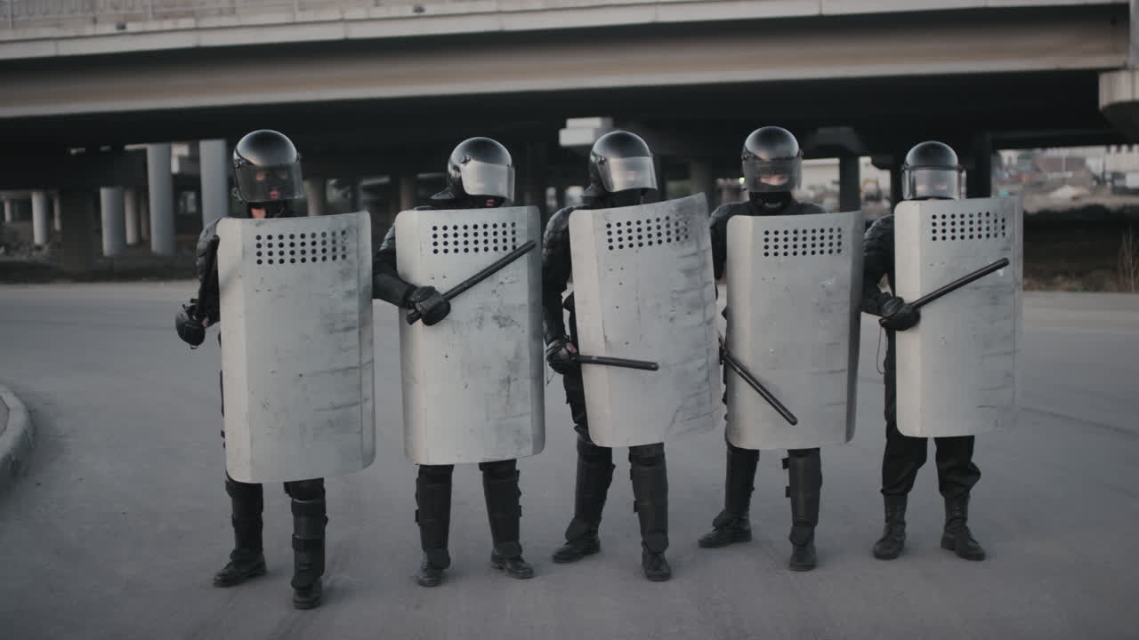 Riot Police with Shields and Batons