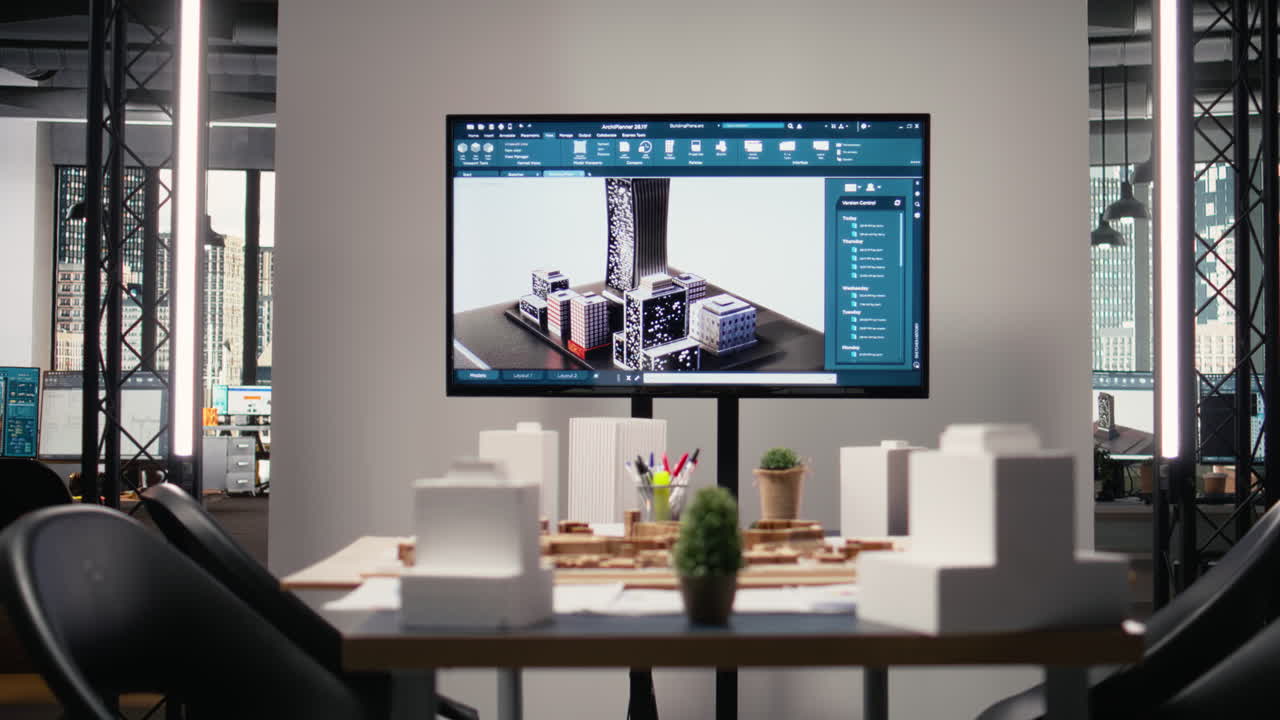 Empty real estate meeting office set up for a residential project