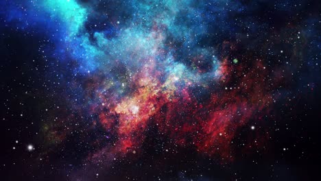 Blaue-Und-Rote-Nebelwolken-Befinden-Sich-Im-Riesigen-Universum