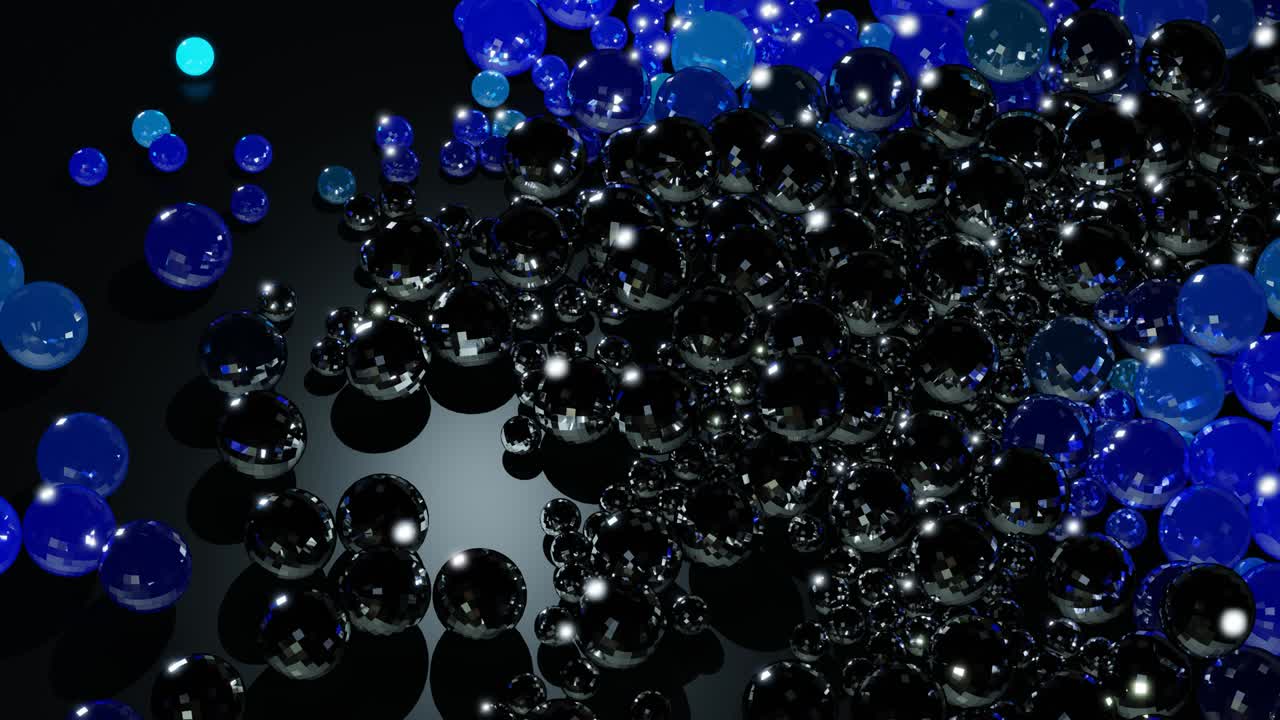 불은 추상적인 크리스마스 꽃받침과 같은 모양을 형성하기 시작합니다. 파란 파도는 크리스마스 가란드와 같은 공을 가로질러 달립니다.