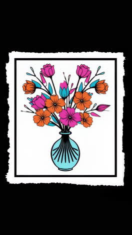 colorful stylized floral bouquet in a vase