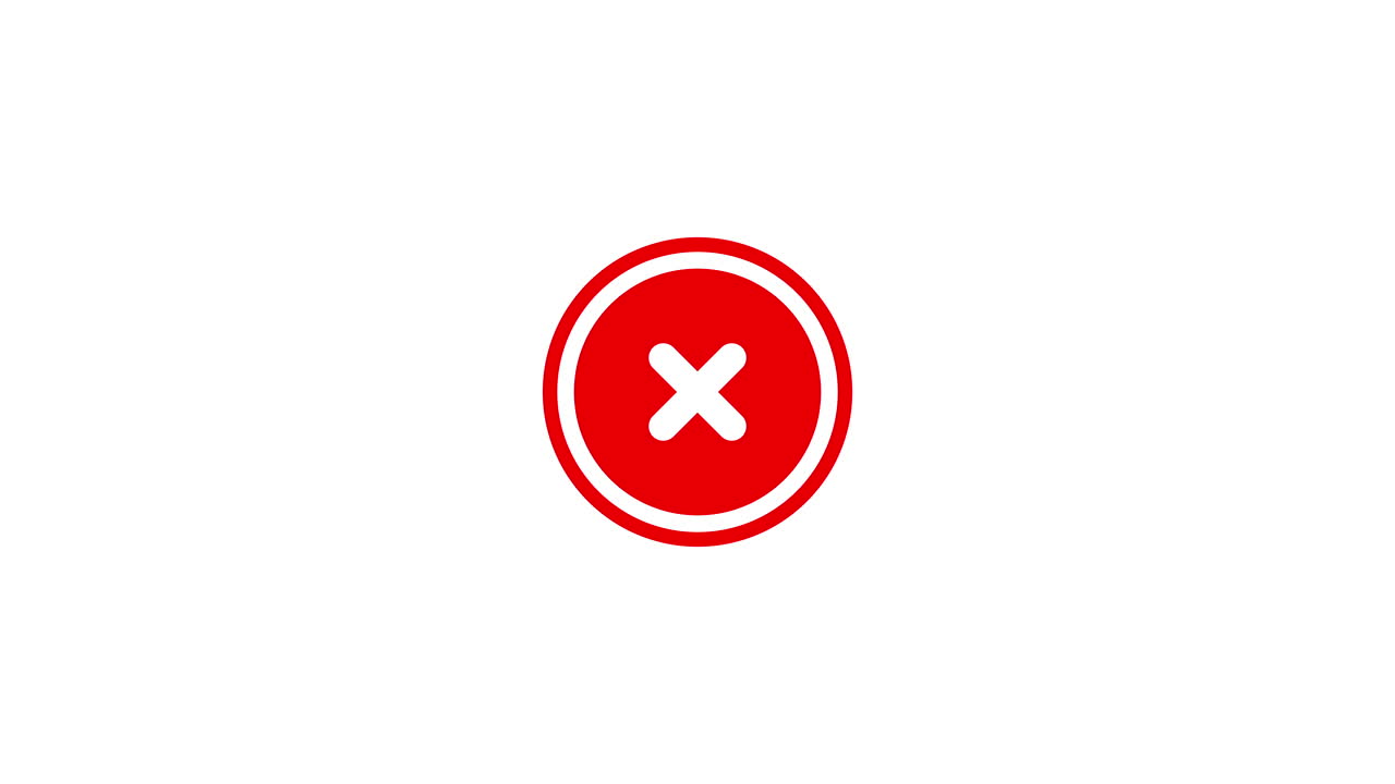 Animated Red Circle with X Symbol on White Background