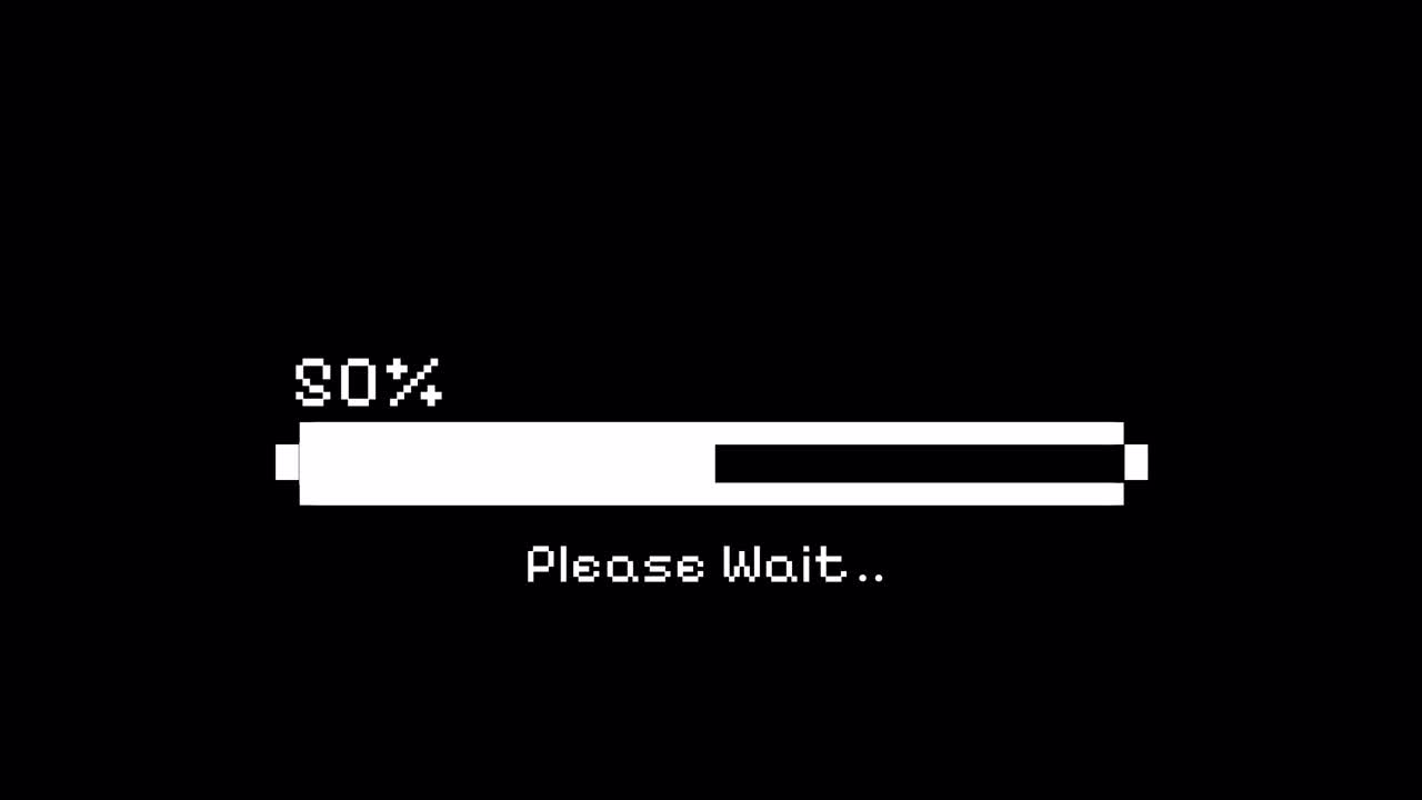 Pixelated Loading Bar Progressing on Black Screen