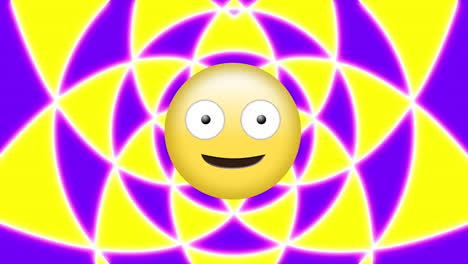 animación del icono de emoji sobre formas en movimiento