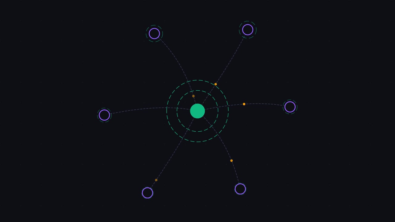 Abstract Digital Network Animation with Rotating Nodes