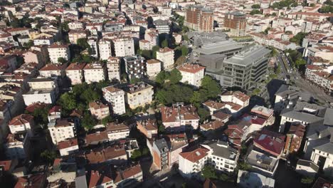 Drone-hovering-over-buildings-from-the-air