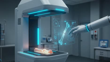 advanced robotic technology utilized in medical imaging for precise analysis of anatomical structures and enhancing diagnostic processes in healthcare solutions