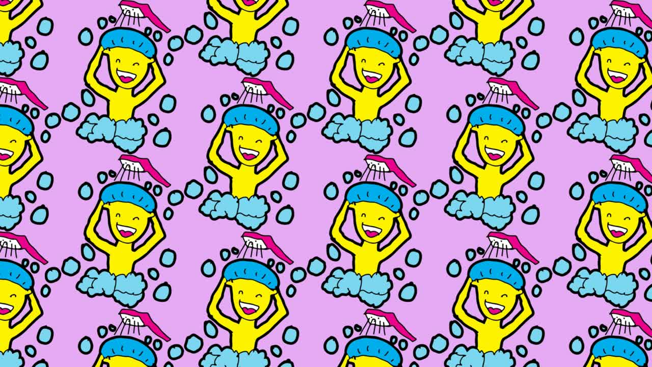 niños dibujando arte pop fondo sin costuras con el tema de la gente tomar una ducha