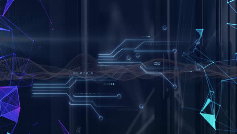 animation of digital data processing over computer circuit board