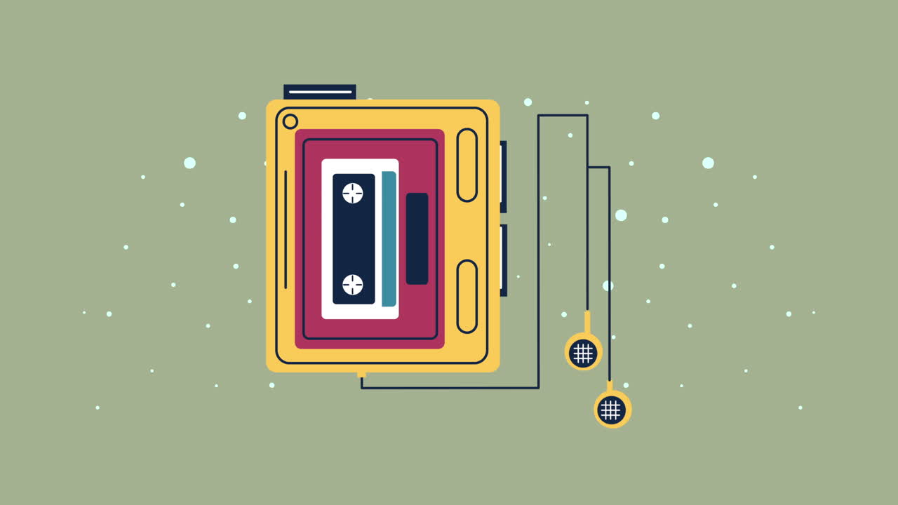 Retro Cassette Tape Player Illustration