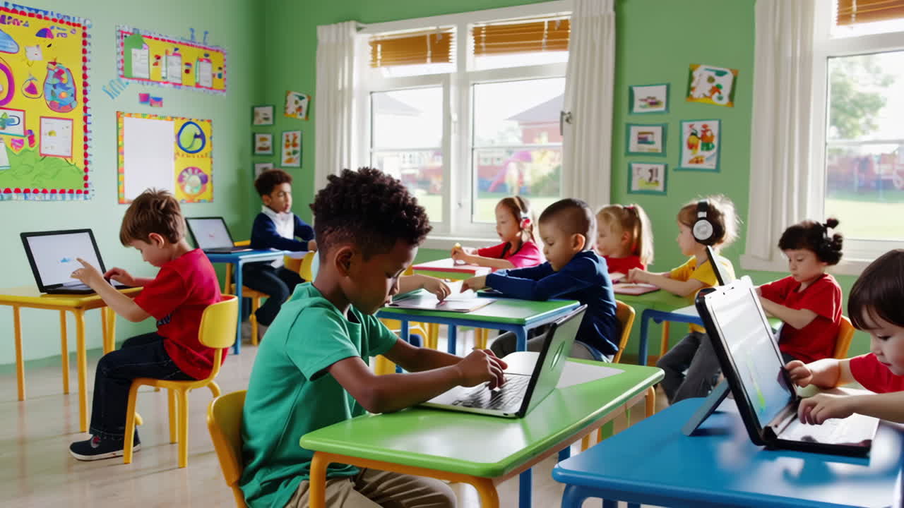 I bambini imparano con la tecnologia in classe