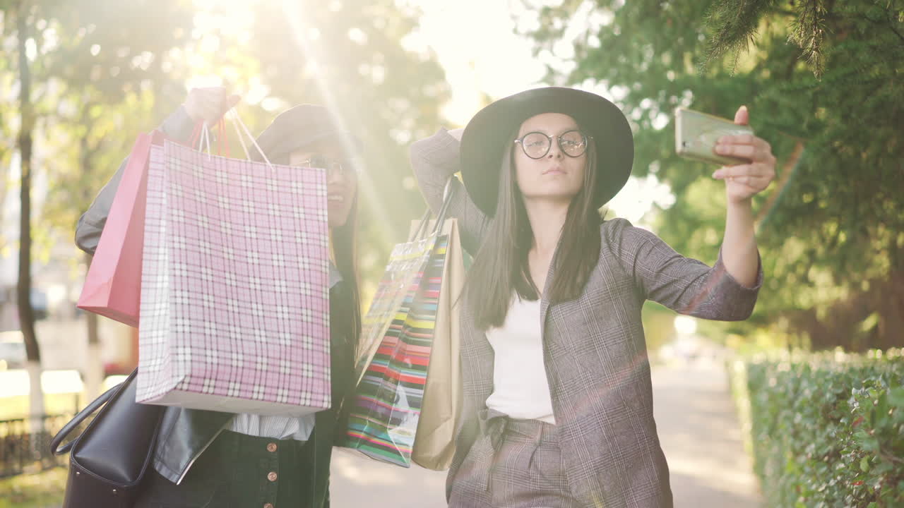 Happy Friends Taking Selfie After Shopping