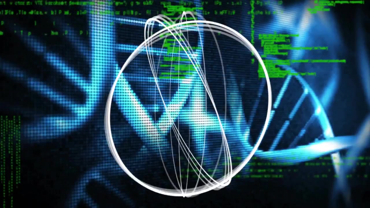 Un cercle formant un globe filaire à la marque d'une seconde et une hélice en mouvement pour la visualisation de données
