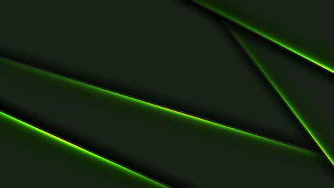 abstract black motion background with green neon glowing stripes