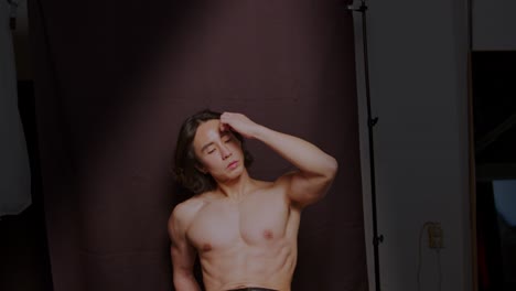 asian man male model shows muscle sexy handsome body well trained and attractive
