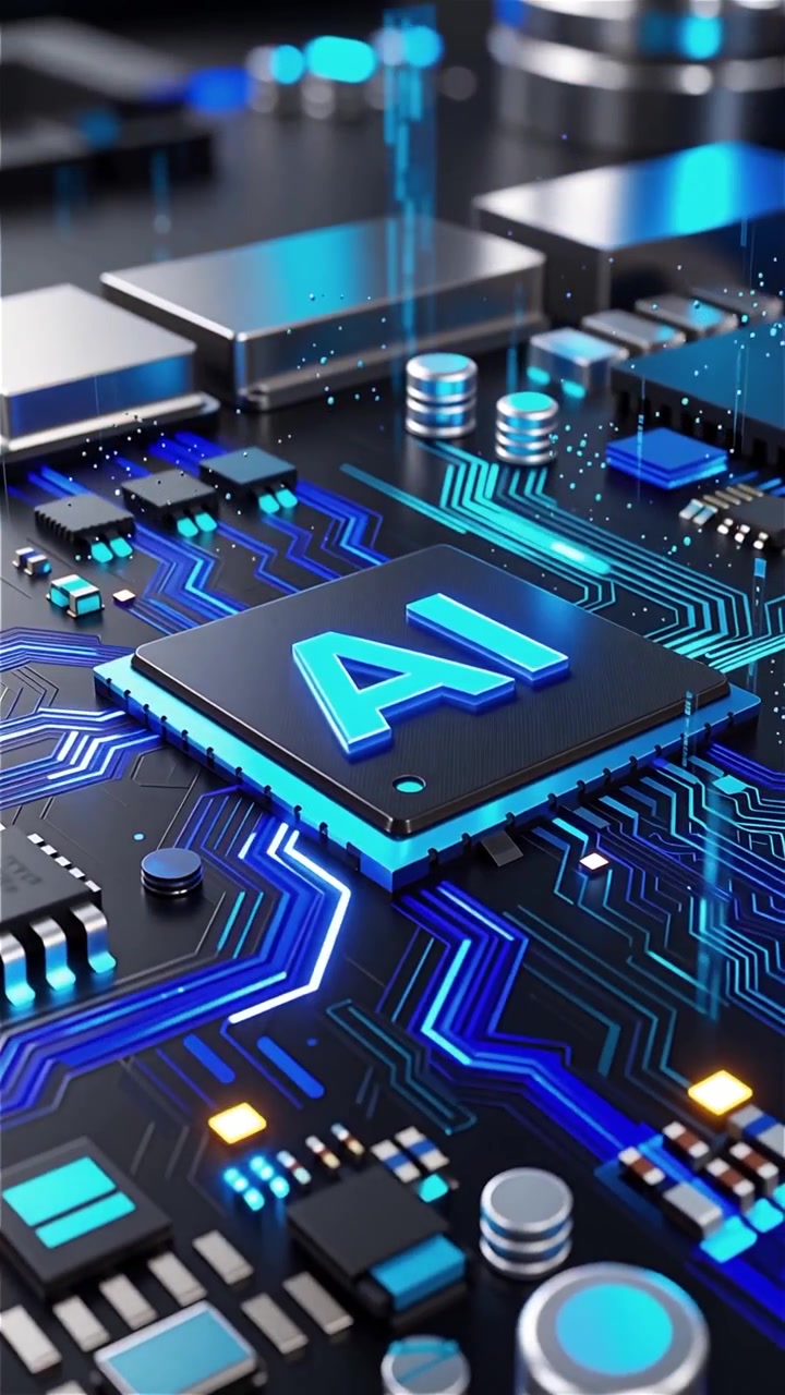 Futuristic AI Chip Motherboard Technology Background