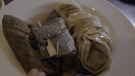 dumplings and stuffed grape leaves