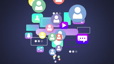 animation of social media people icons on blue background