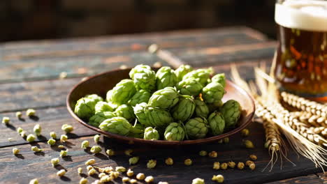 fresh hops and beer ingredients