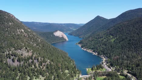 nature's oasis: embrace the serenity of paul lake in kamloops on a sunny day, amidst majestic forest mountains