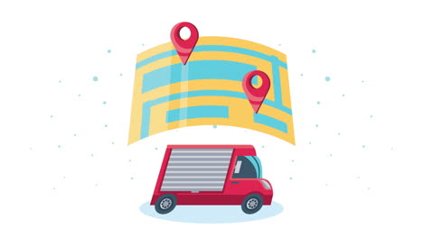 delivery service van and map animation