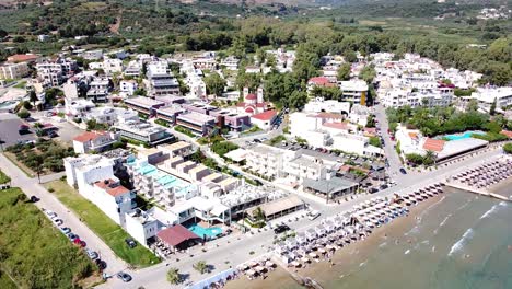 aerial panorama of georgioupoli town in crete island, greece