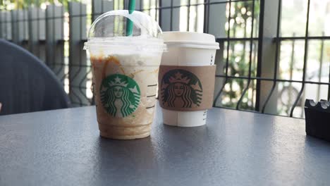 starbucks drinks on a table