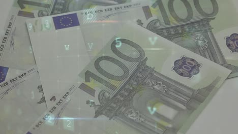 Animation-Eines-Warntextes,-Der-Die-Datenverarbeitung-über-Eine-Banknote-Bewegt