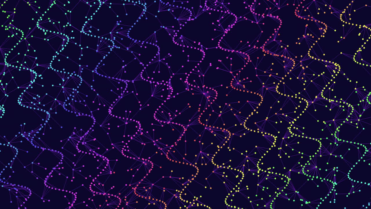 Vibrant zigzag geometric pattern with colorful dots