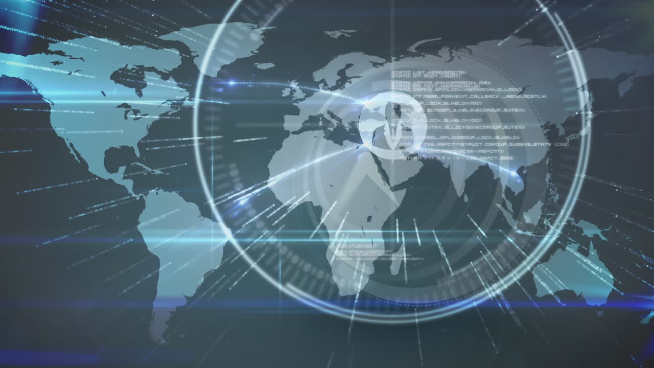 데이터 처리, 연결 네트워크 및 시계 이상 세계가 빠르게 움직이는 애니메이션