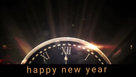 golden clock striking 12 night and new year sign 4k