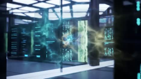 in a high-tech server room, complex data visualizations and futuristic graphics showcase real-time information and analytics. this advanced setup highlights technology in action.