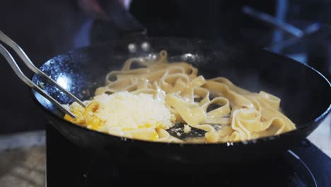 preparation of pasta with fish