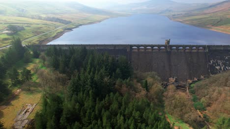 picturesque view of scar house reservoir dam in yorkshire, england, united kingdom