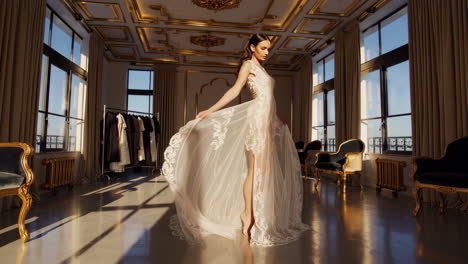 elegant bride in a luxury wedding dress