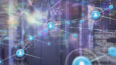 animation of network of connections over server room