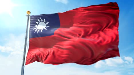 taiwan flag seamless looping 3d rendering video. beautiful textile cloth fabric loop waving