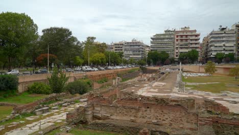 panoramic view of ancient agora square in thessaloniki