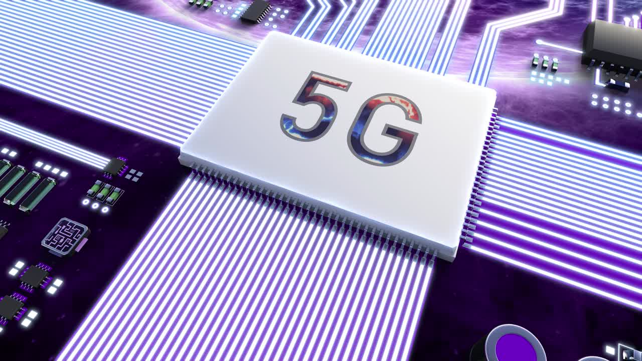Abstract video of a 5g processor running at cosmic speed. Looping video.