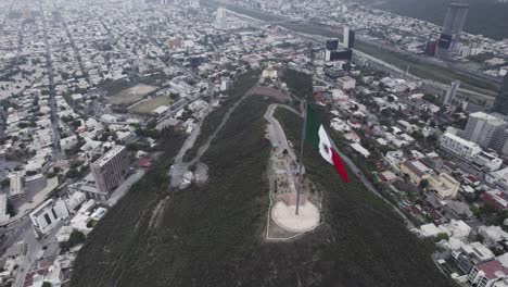 drone shoot at morning cloudy day at hasta bandera over obispado hill at monterrey city, mexico-13