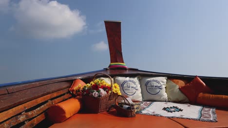 boat adorned with vibrant decorations sailing