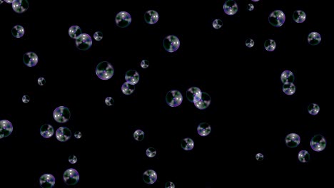 soap bubbles floating on black background, bubble blower