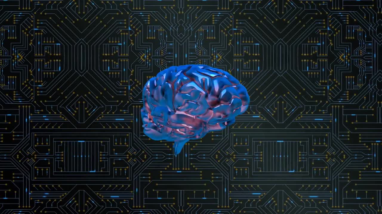 Glowing brain and computer circuit board