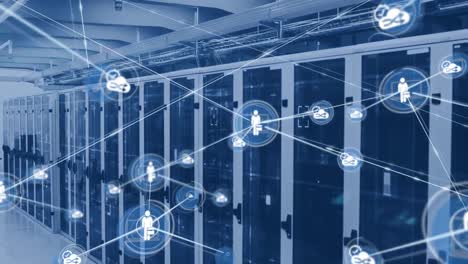 Animation-of-network-of-connections-with-icons-over-computer-servers