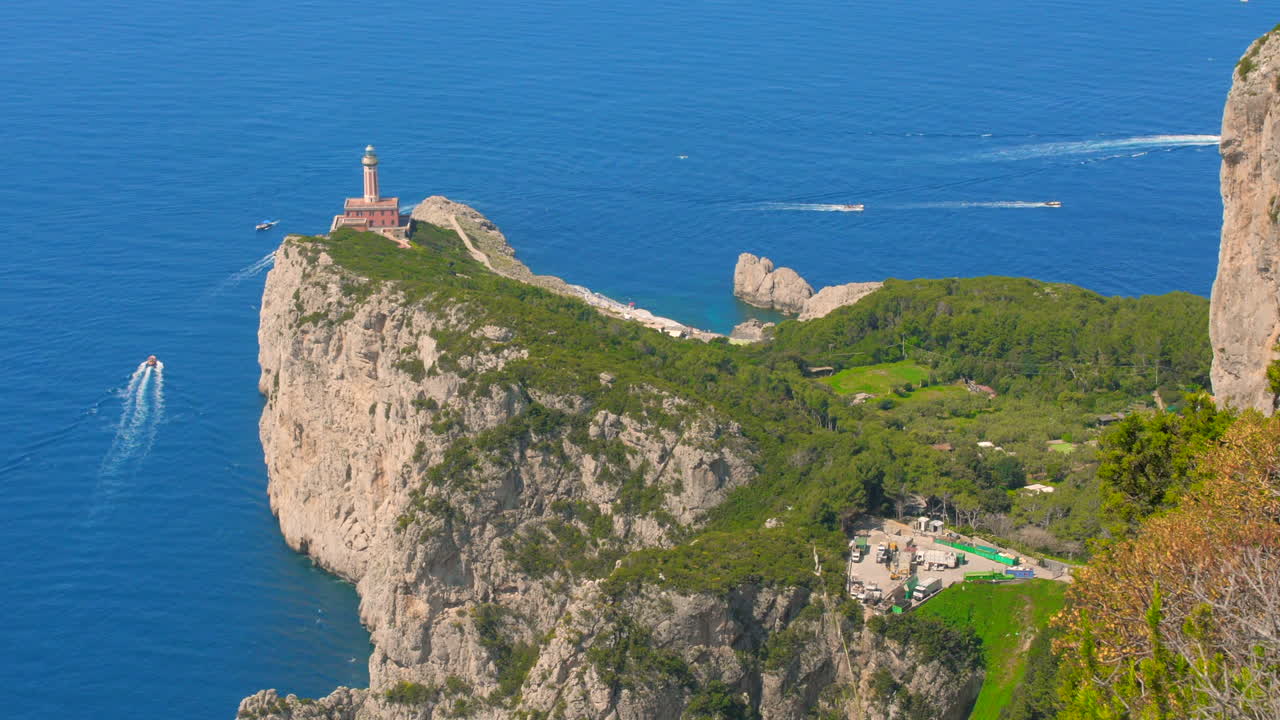 High angle view of Lighthouse of Punta Carena in Capri island, Italy