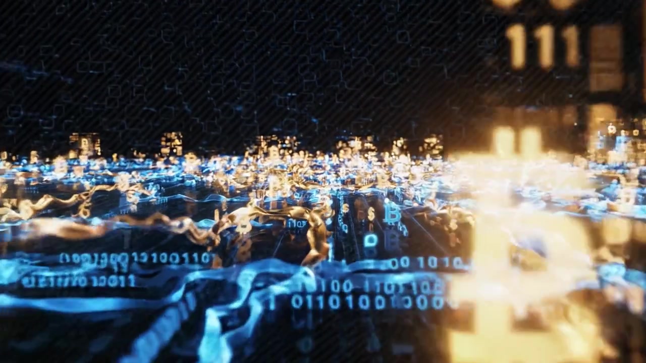 A Dynamic Visualization of Digital Currency Networks with Flowing Data Patterns and Vibrant Light Effects Representing Cryptocurrency Transactions