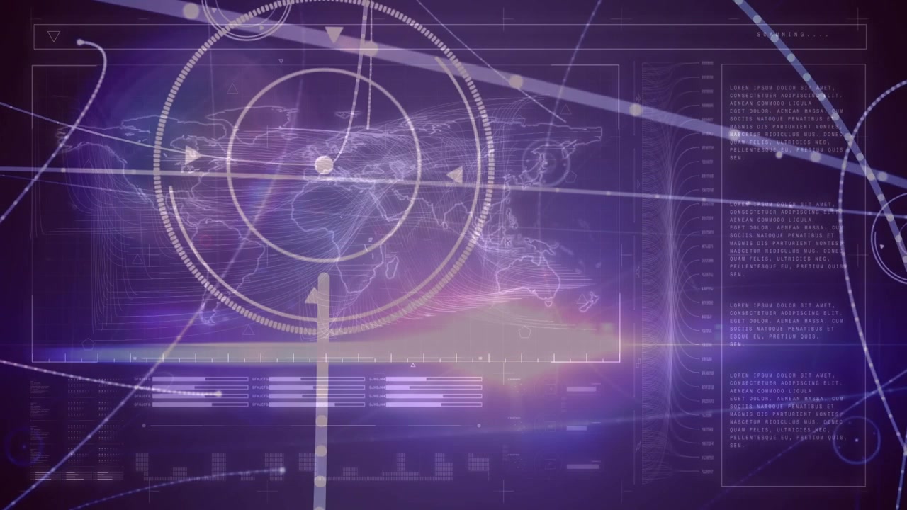Digital World Map Interface with Data Scanning and Network Connections