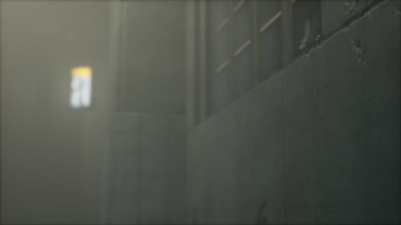 밤에 안개가 있는 거리에 부드러운 초점을 맞춘 네온 불빛