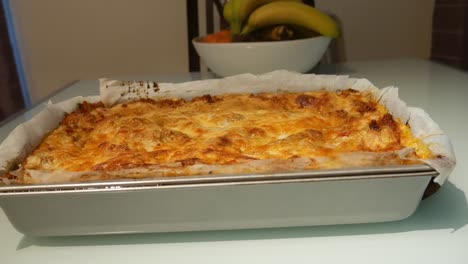 freshly baked lasagne, still hot