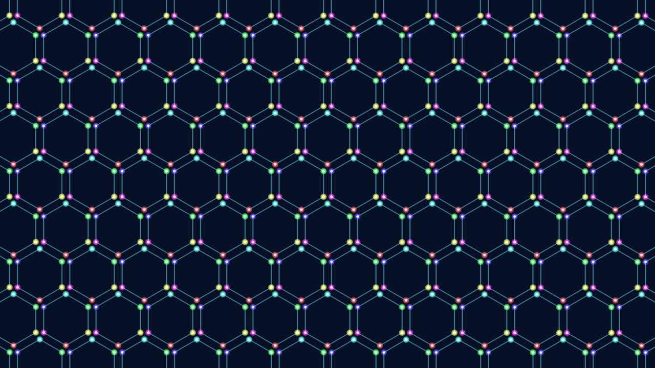patrón de hexágonos de arco iris con puntos de neón 1